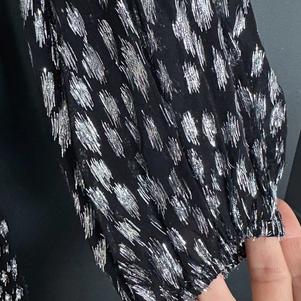 NWT | The Kooples | Cold Shoulder Mini Dress | Black wih Metallic Leopard Print - Picture 8 of 13